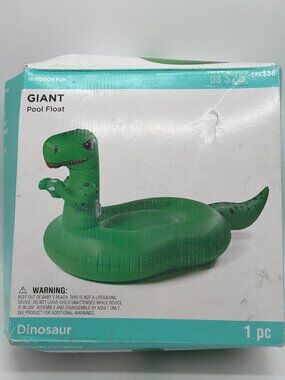 Giant Dinosaur Pool Float Inflatable 92" x 43" Green Outdoor Fun For Adults & Ki